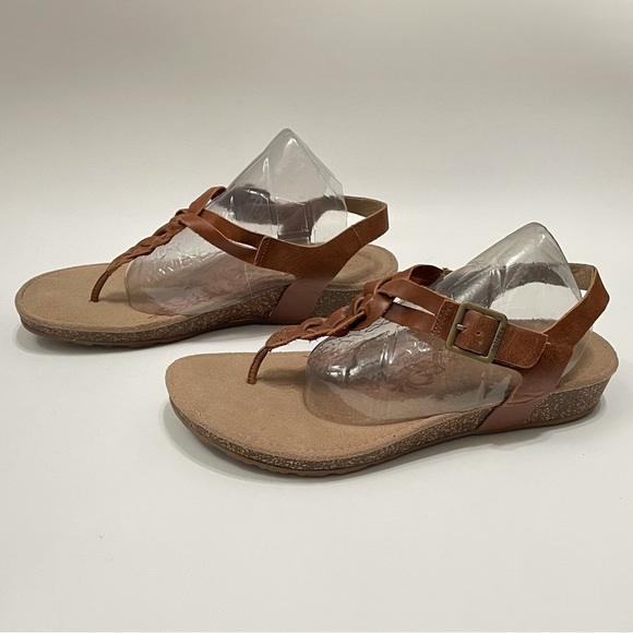 Aetrex Harper Braided Sandal Thong Womens 9.5 SC312W Brown Cork - Picture 6 of 11